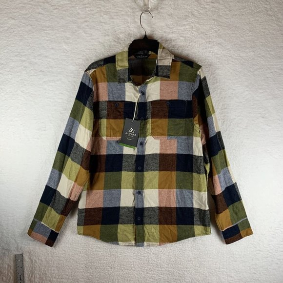 Alpine Design Shirt Men's‎ Small Multicolor Plaid Cotton Flannel Button-Up 7001 - Picture 1 of 9